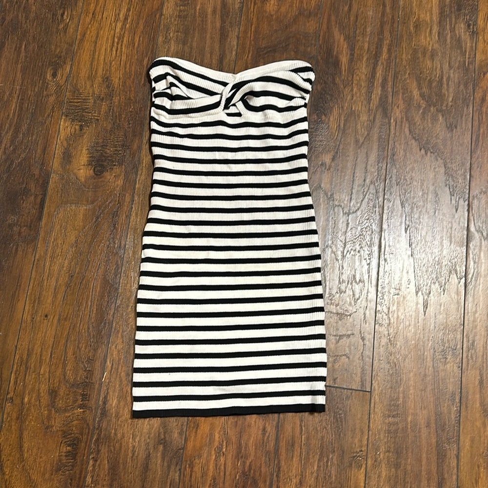 Black And White Striped BodyCon Dress